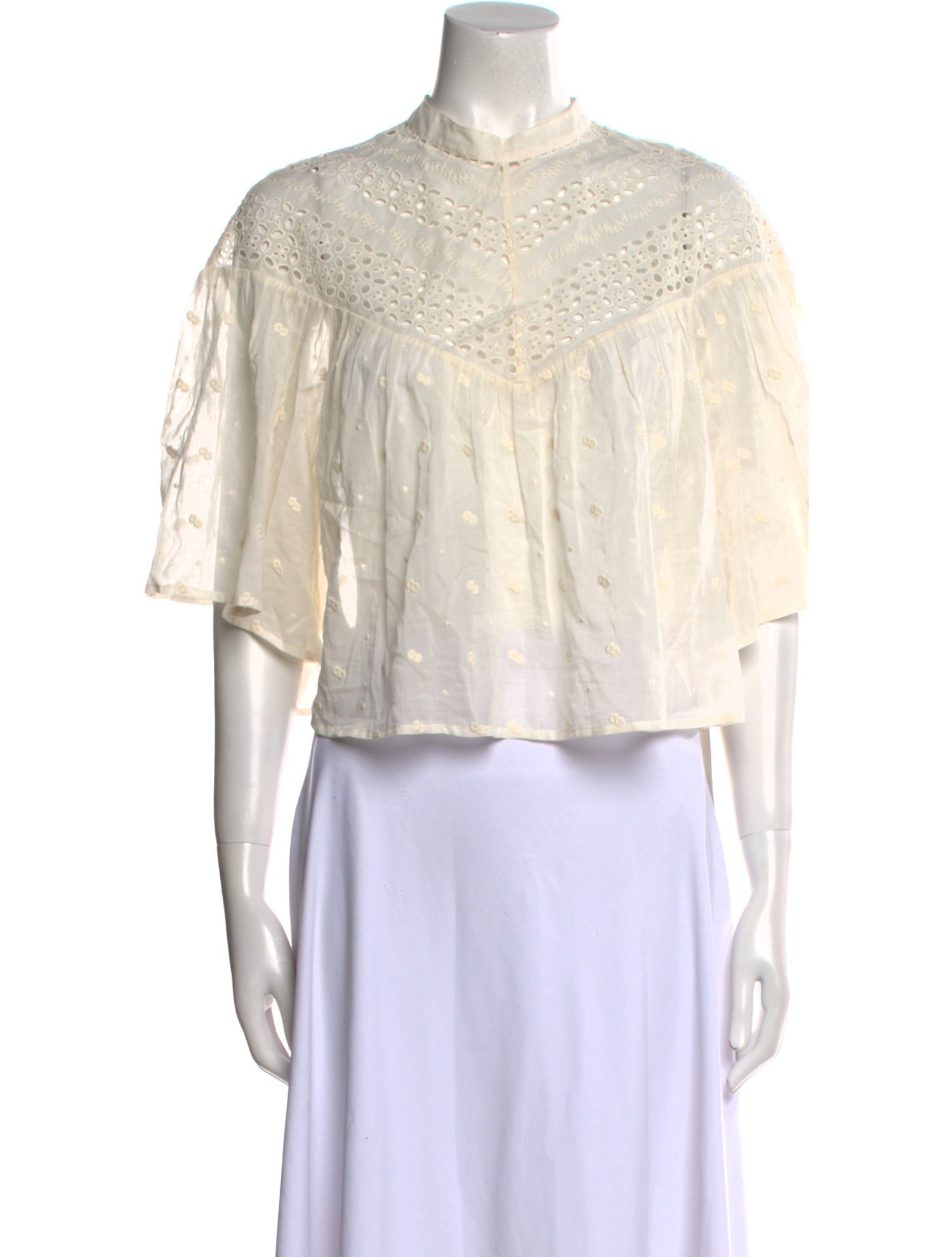 Nili Lotan Mock Neck Short Sleeve Crop Top w/ Tags