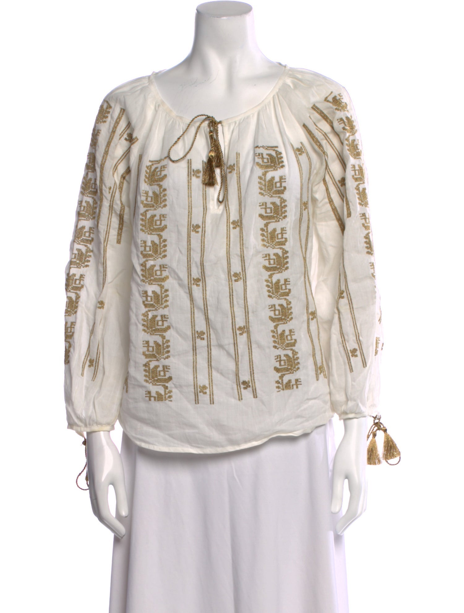 Nili Lotan Printed Tie Neck Blouse