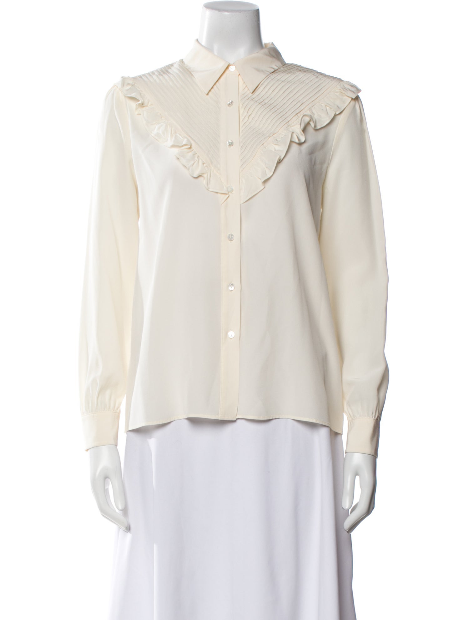 Nili Lotan Silk Long Sleeve Button-Up Top