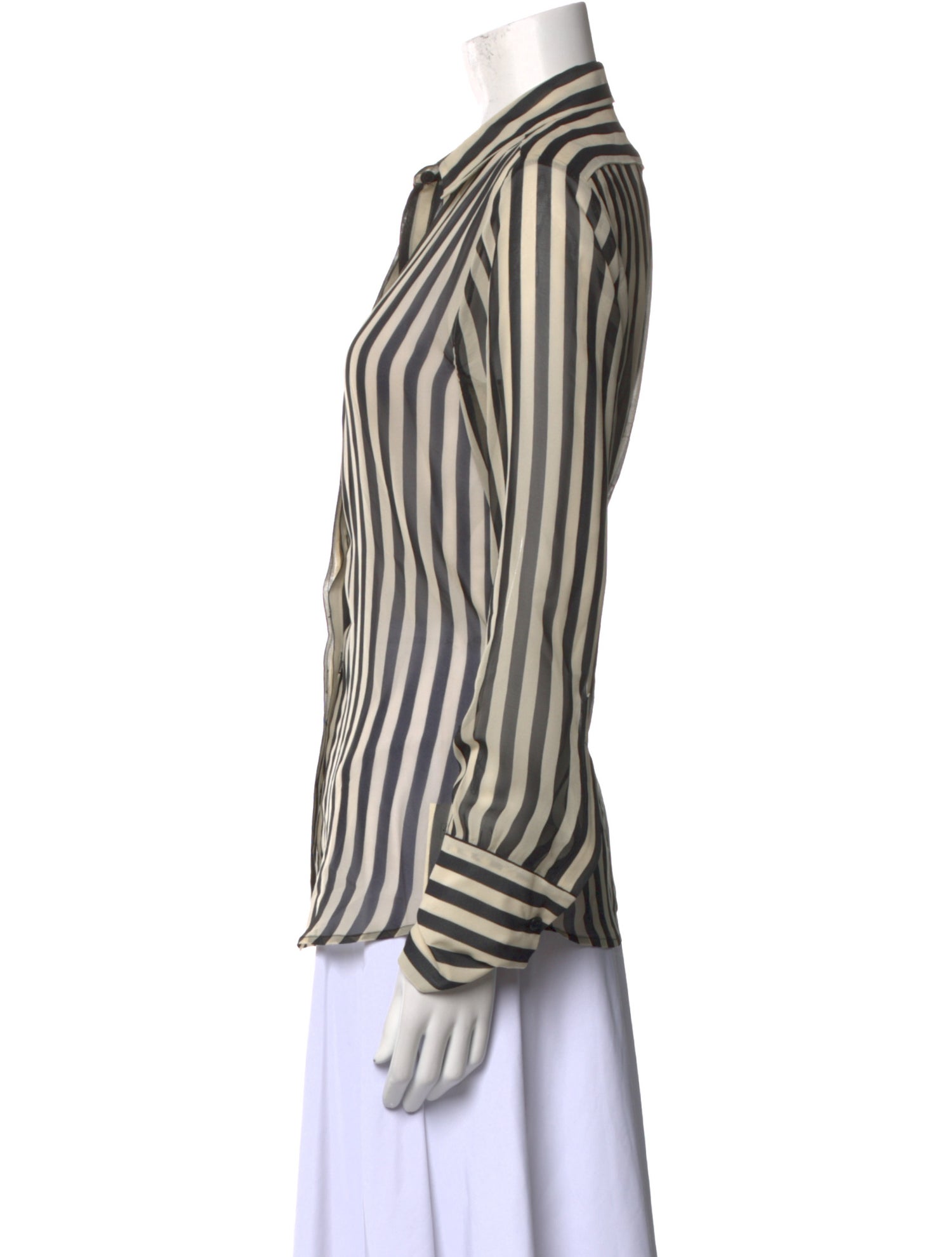 Nili Lotan Silk Striped Button-Up Top