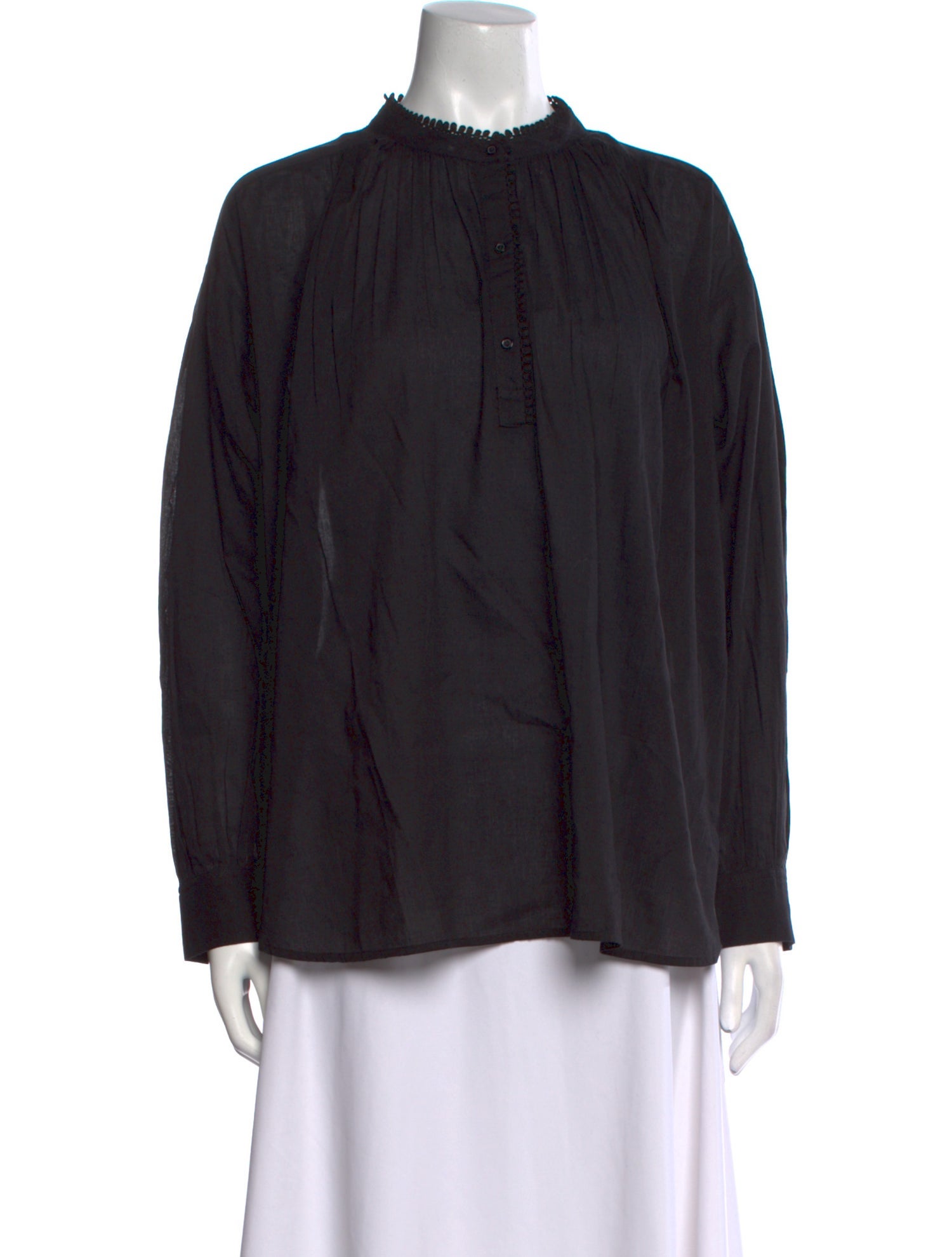 Nili Lotan Mock Neck Long Sleeve Blouse