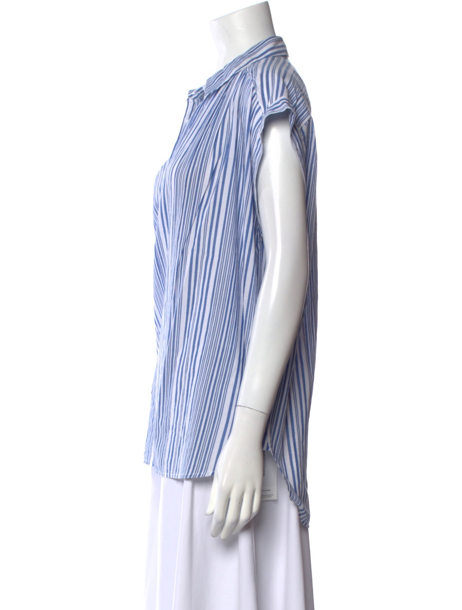 Nili Lotan Striped Short Sleeve Button-Up Top