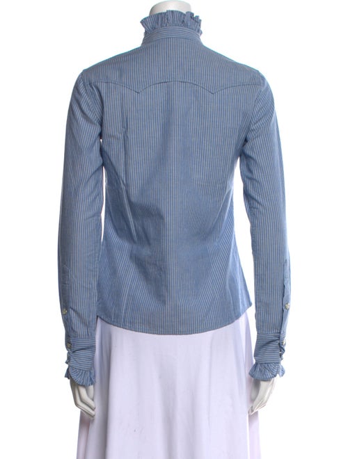 Nili Lotan Striped Mock Neck Button-Up Top