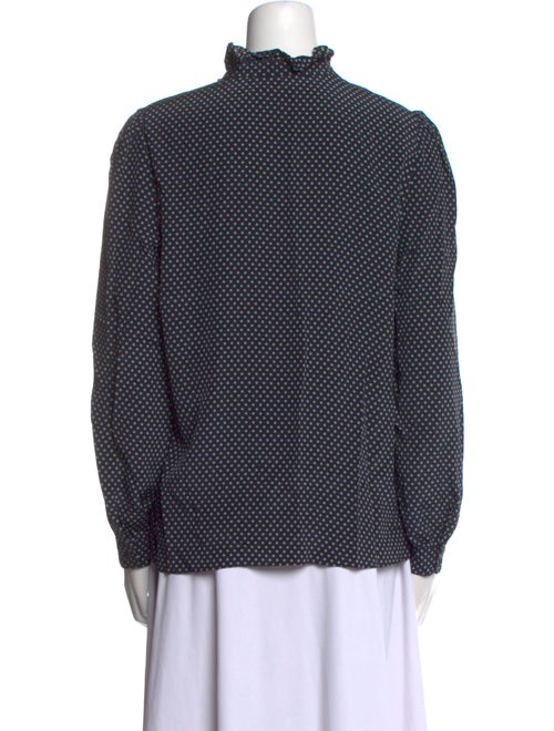 Nili Lotan Polka Dot Print Mock Neck Button-Up Top