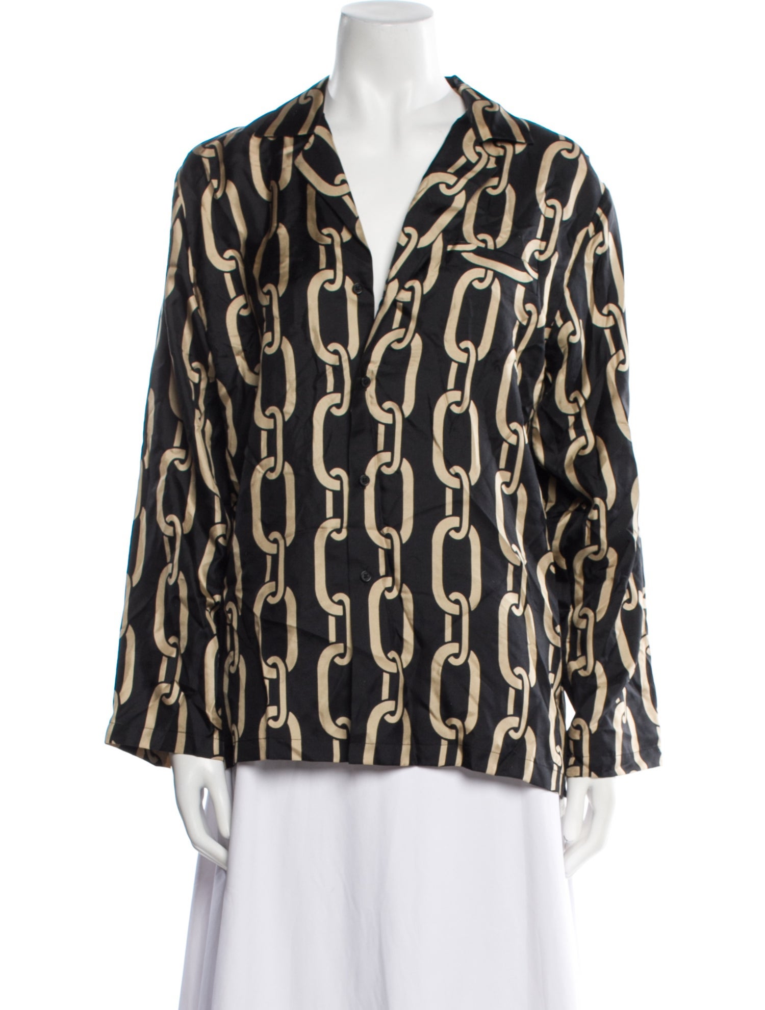 Nili Lotan Silk Printed Button-Up Top
