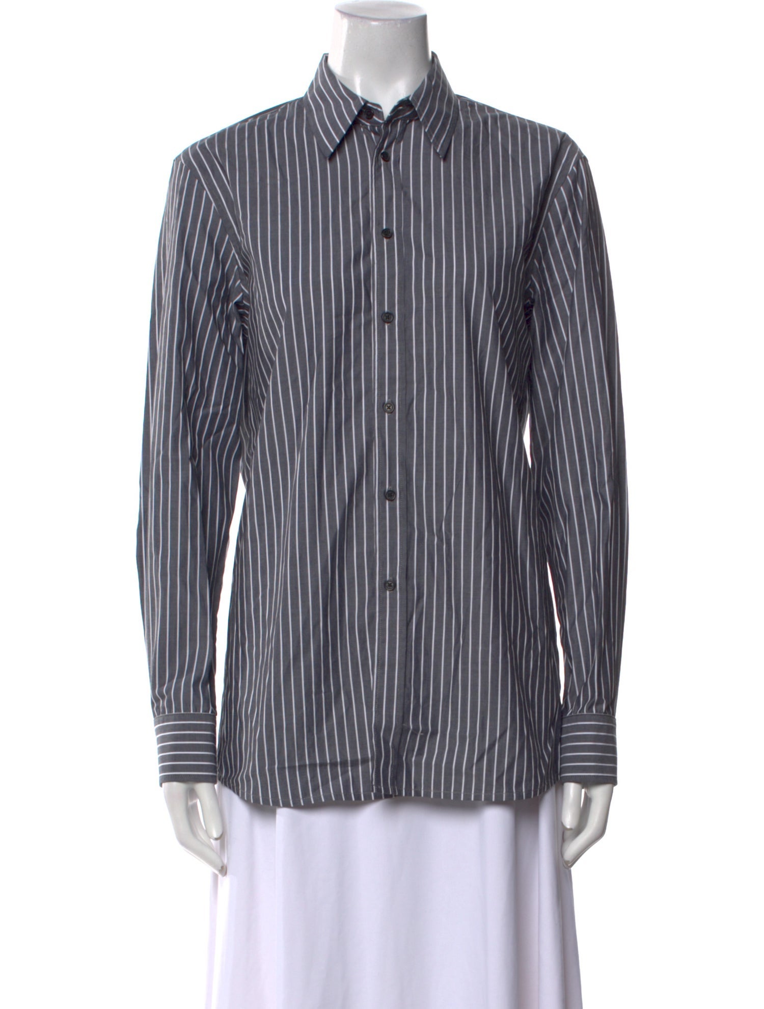 Nili Lotan Striped Long Sleeve Button-Up Top