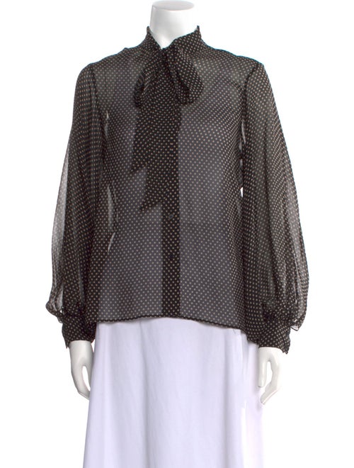 Nili Lotan Silk Polka Dot Print Button-Up Top