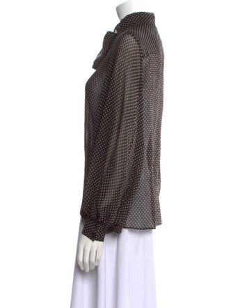 Nili Lotan Silk Polka Dot Print Button-Up Top