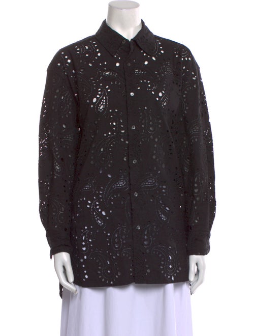 Nili Lotan Printed Long Sleeve Button-Up Top