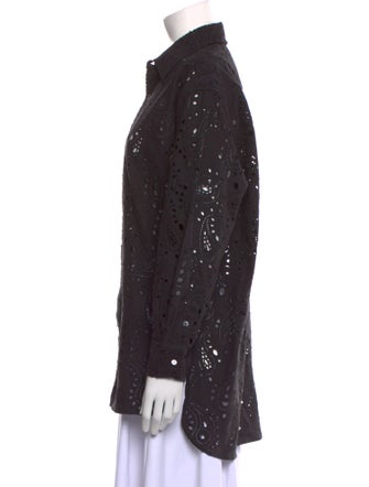 Nili Lotan Printed Long Sleeve Button-Up Top