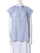Nili Lotan Striped Short Sleeve Button-Up Top