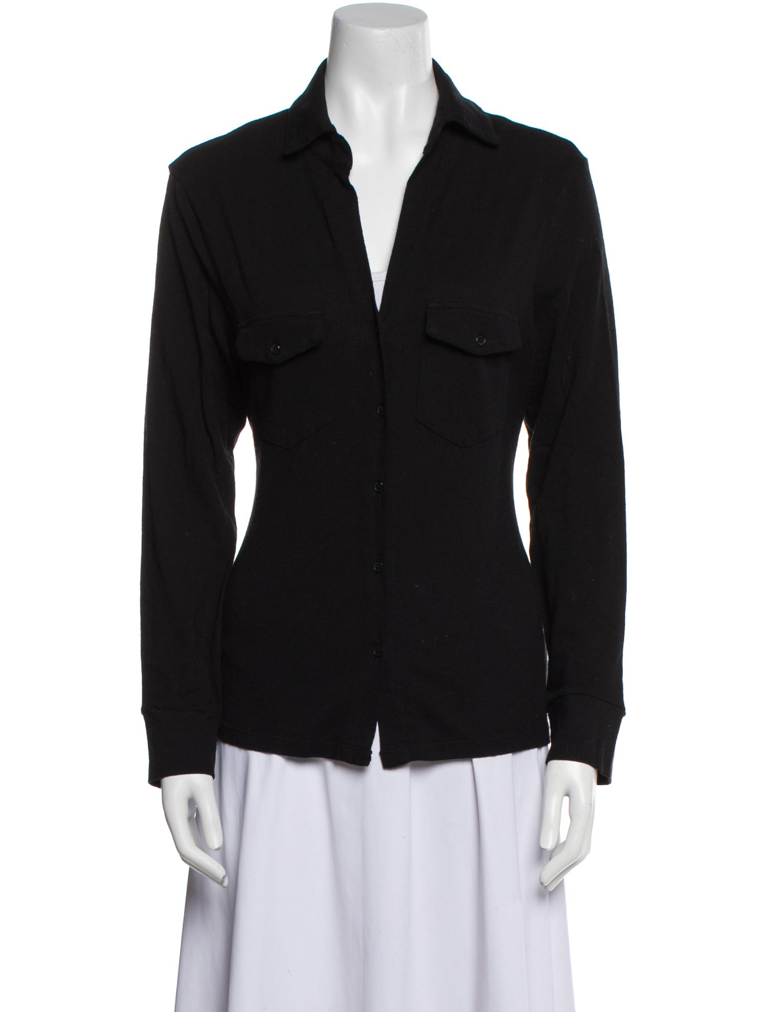 Nili Lotan V-Neck Long Sleeve Button-Up Top