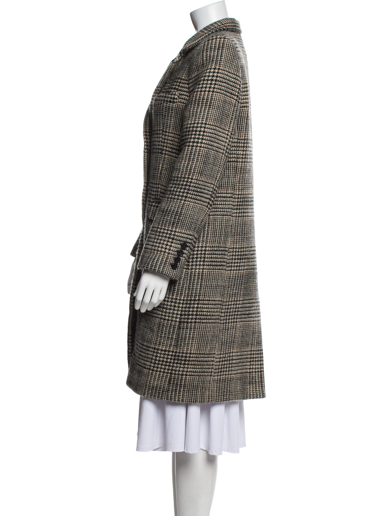 Nili Lotan Virgin Wool Houndstooth Print Coat