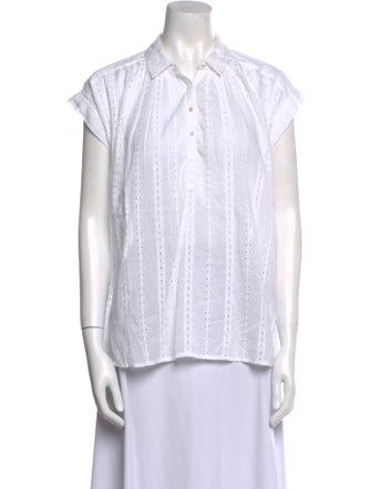 Nili Lotan Striped Short Sleeve Button-Up Top