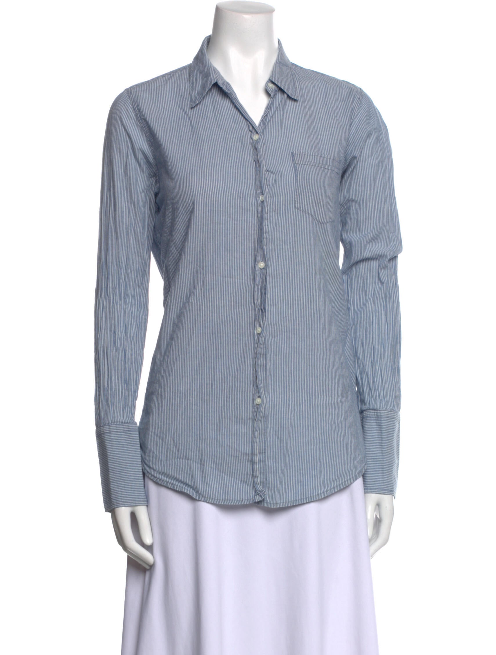 Nili Lotan Striped Long Sleeve Button-Up Top