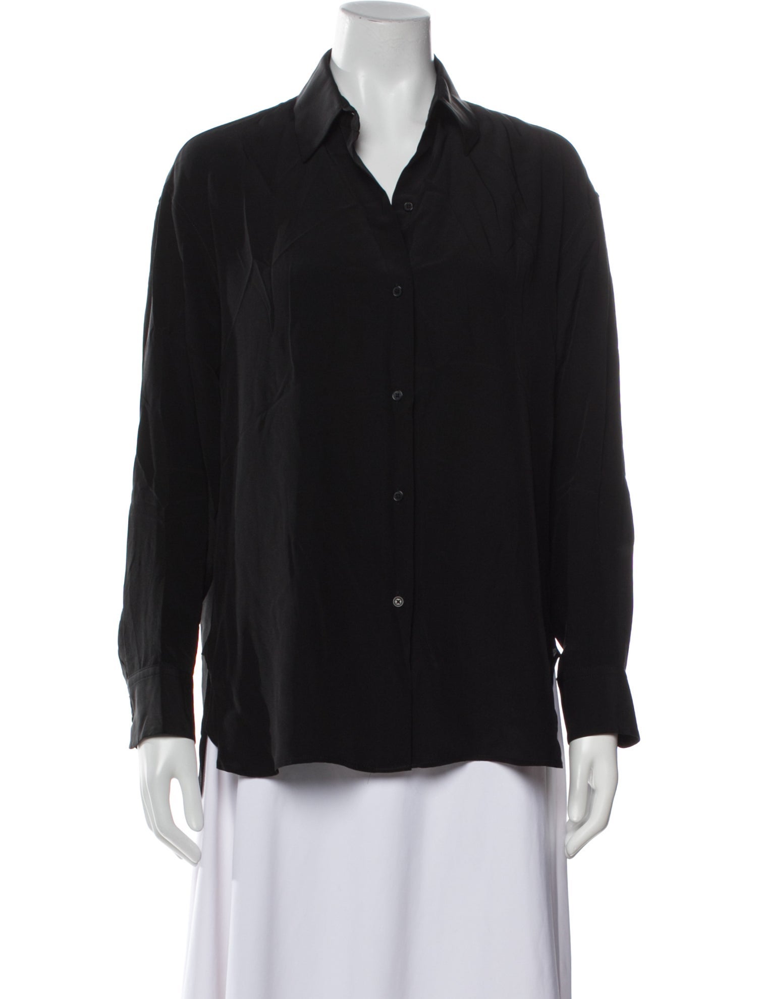 Nili Lotan Silk Long Sleeve Button-Up Top
