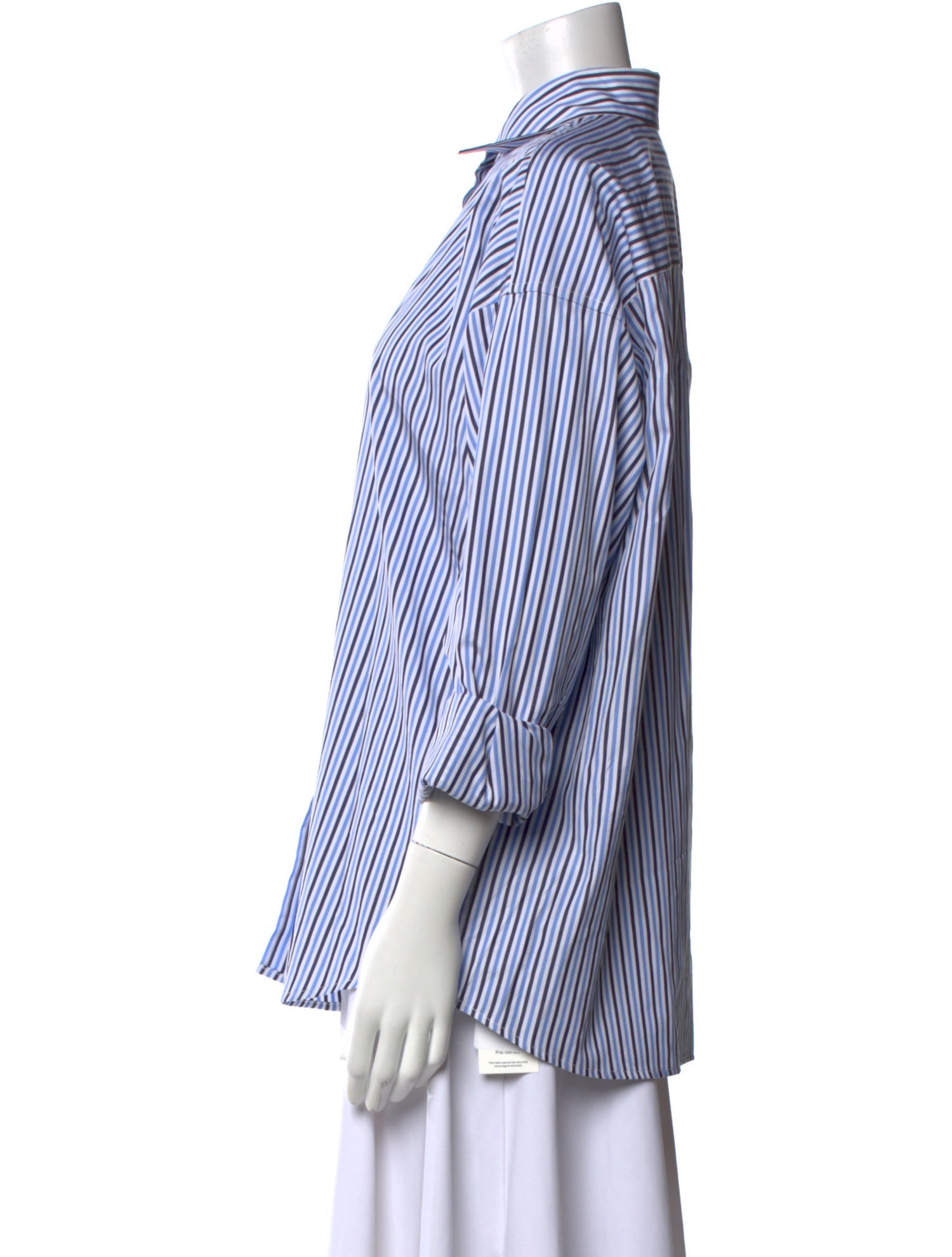 Nili Lotan Striped Three-Quarter Sleeve Button-Up Top