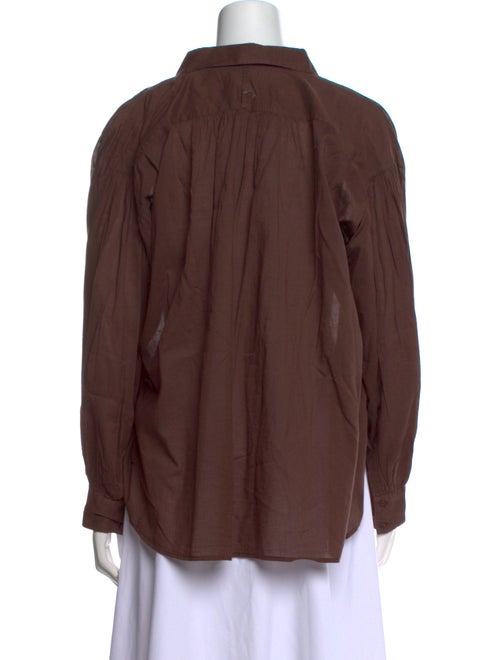 Nili Lotan Mock Neck Long Sleeve Button-Up Top