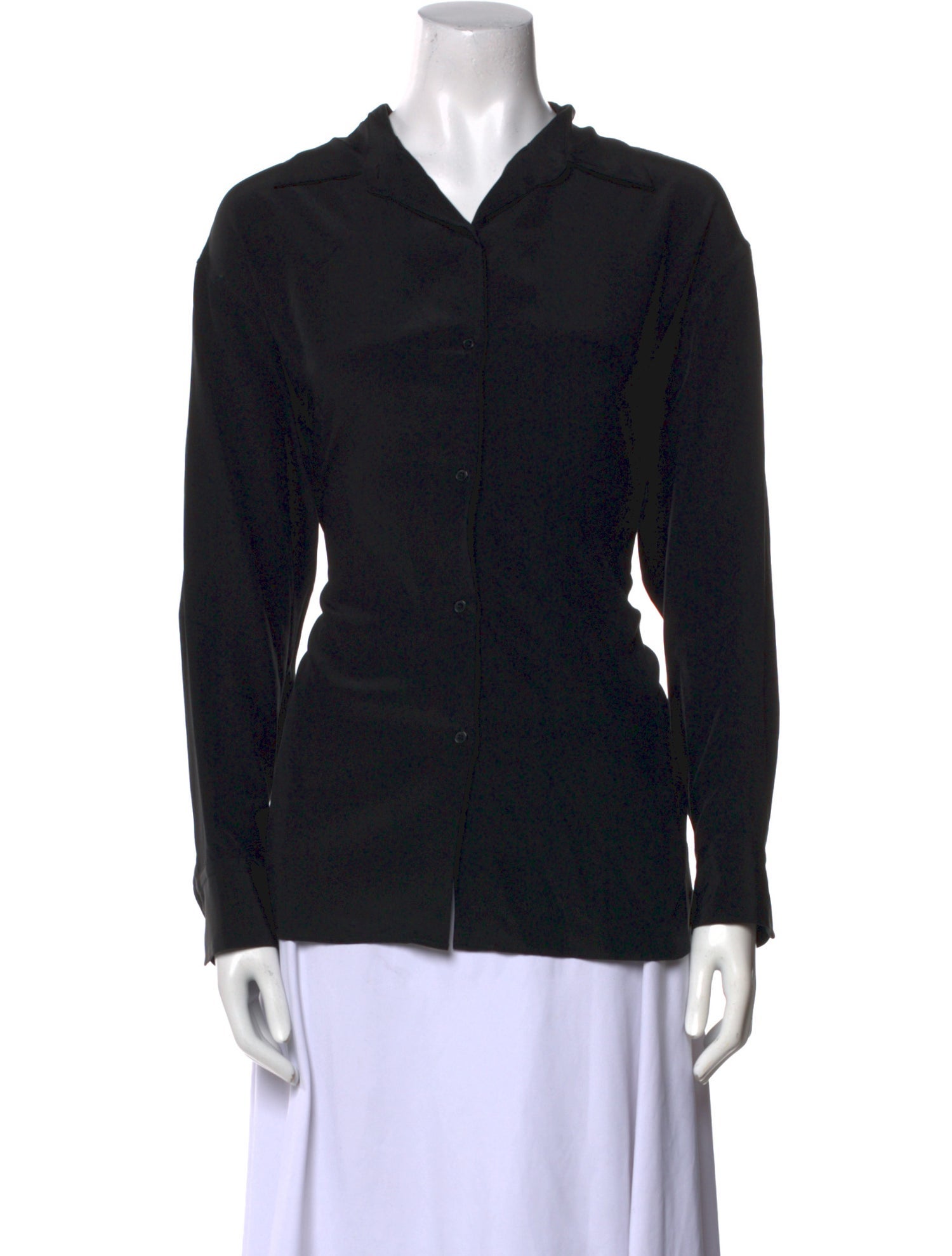 Nili Lotan Silk V-Neck Button-Up Top