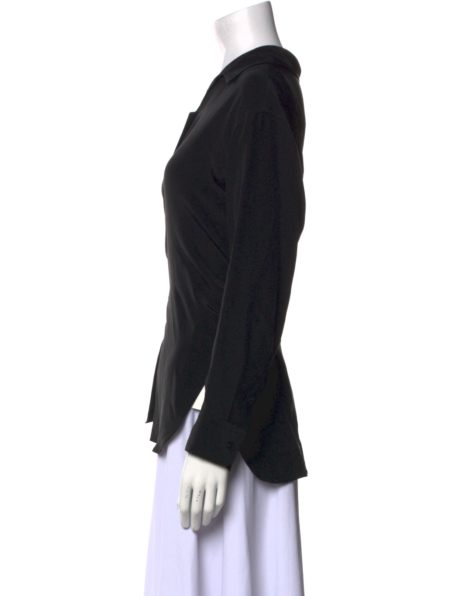 Nili Lotan Silk V-Neck Button-Up Top