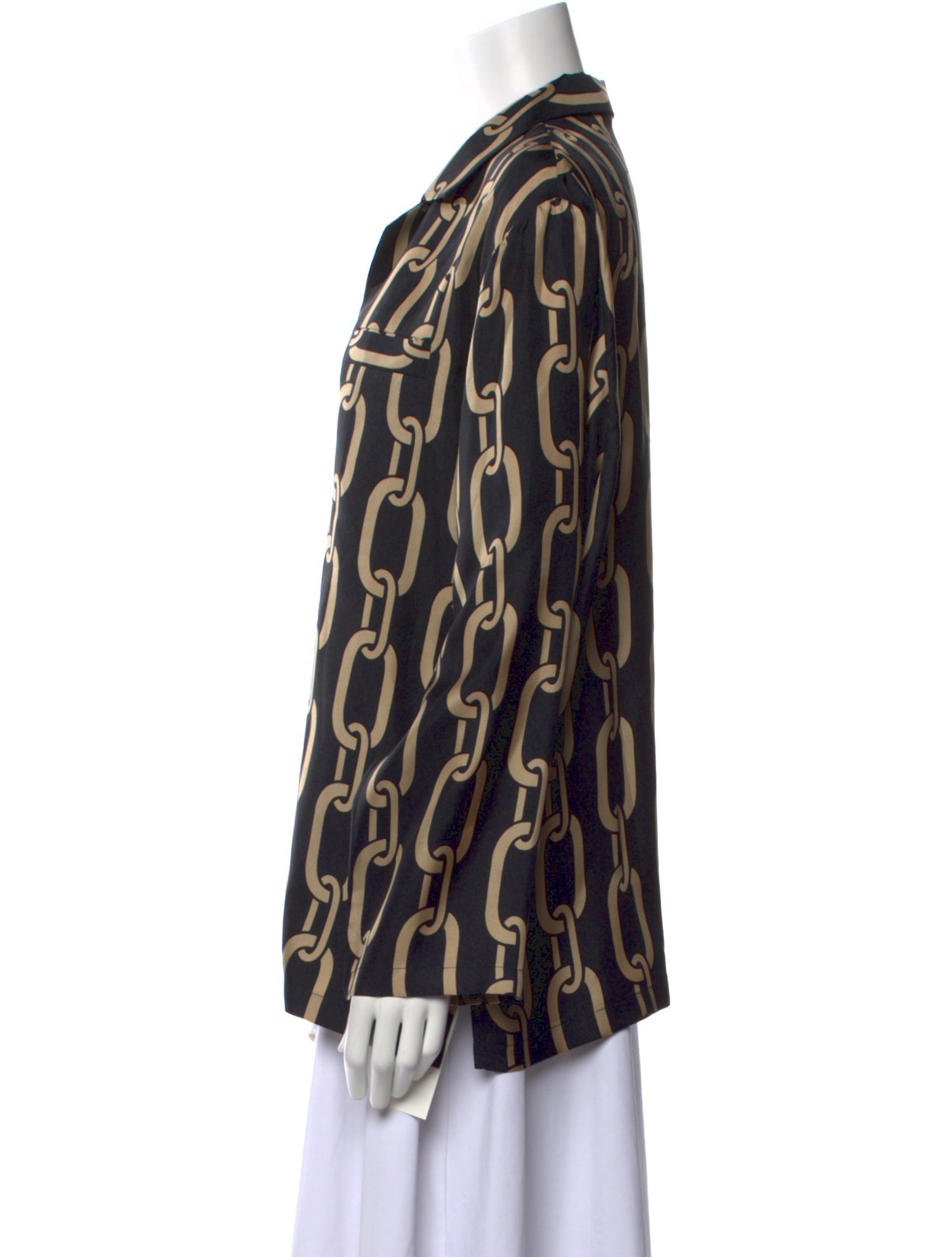 Nili Lotan Silk Printed Button-Up Top