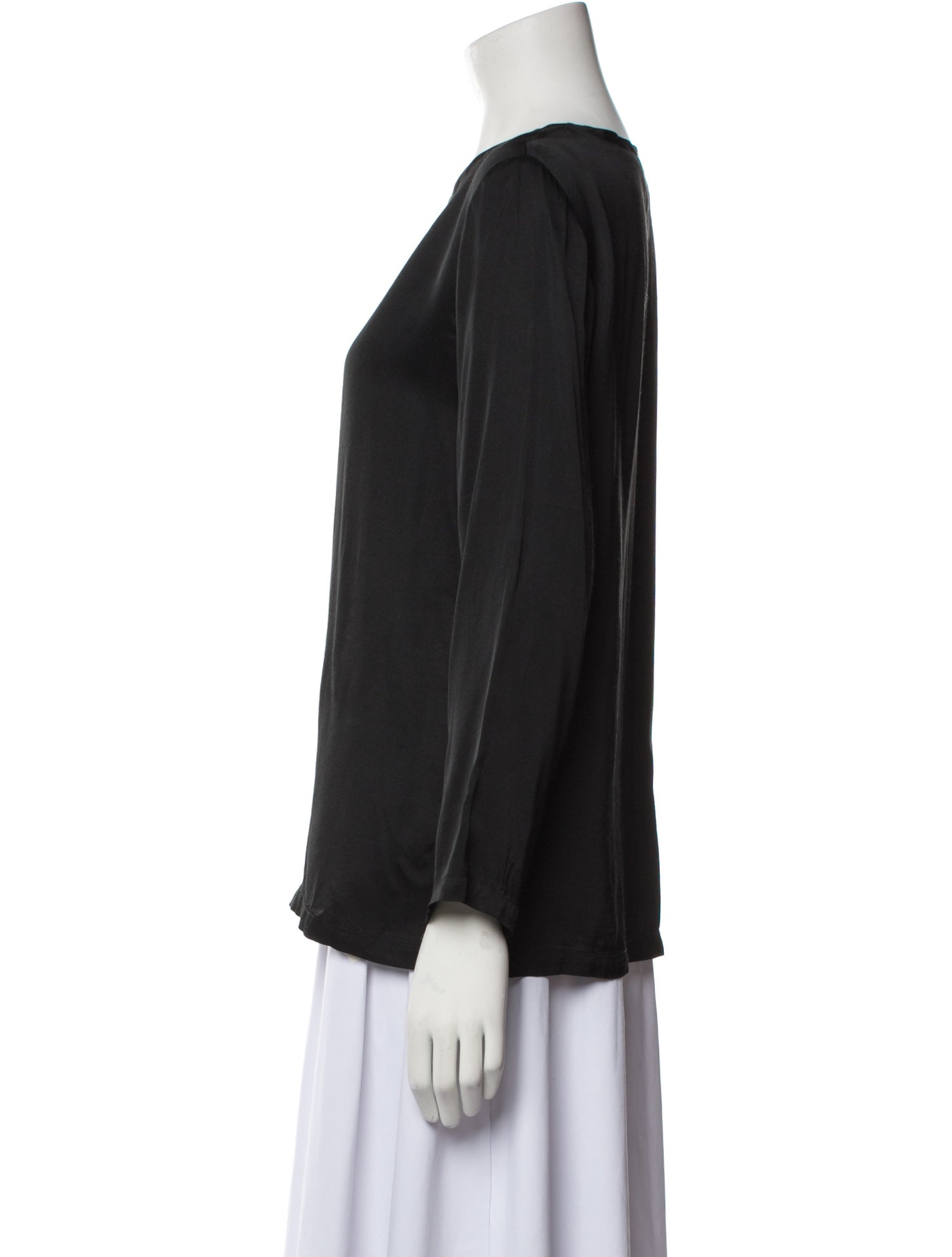 Nili Lotan Scoop Neck Long Sleeve Blouse