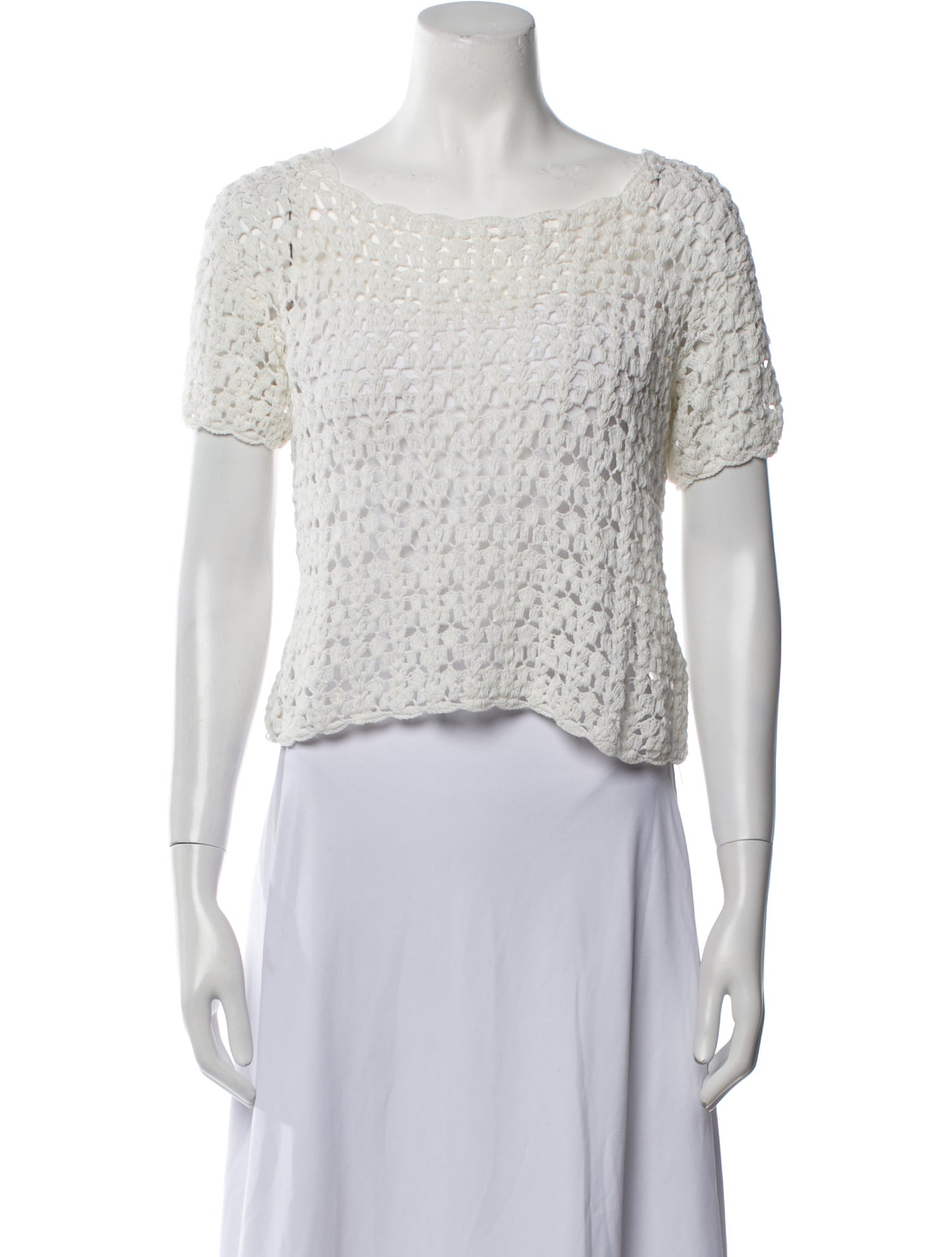 Nili Lotan Bateau Neckline Short Sleeve Crop Top