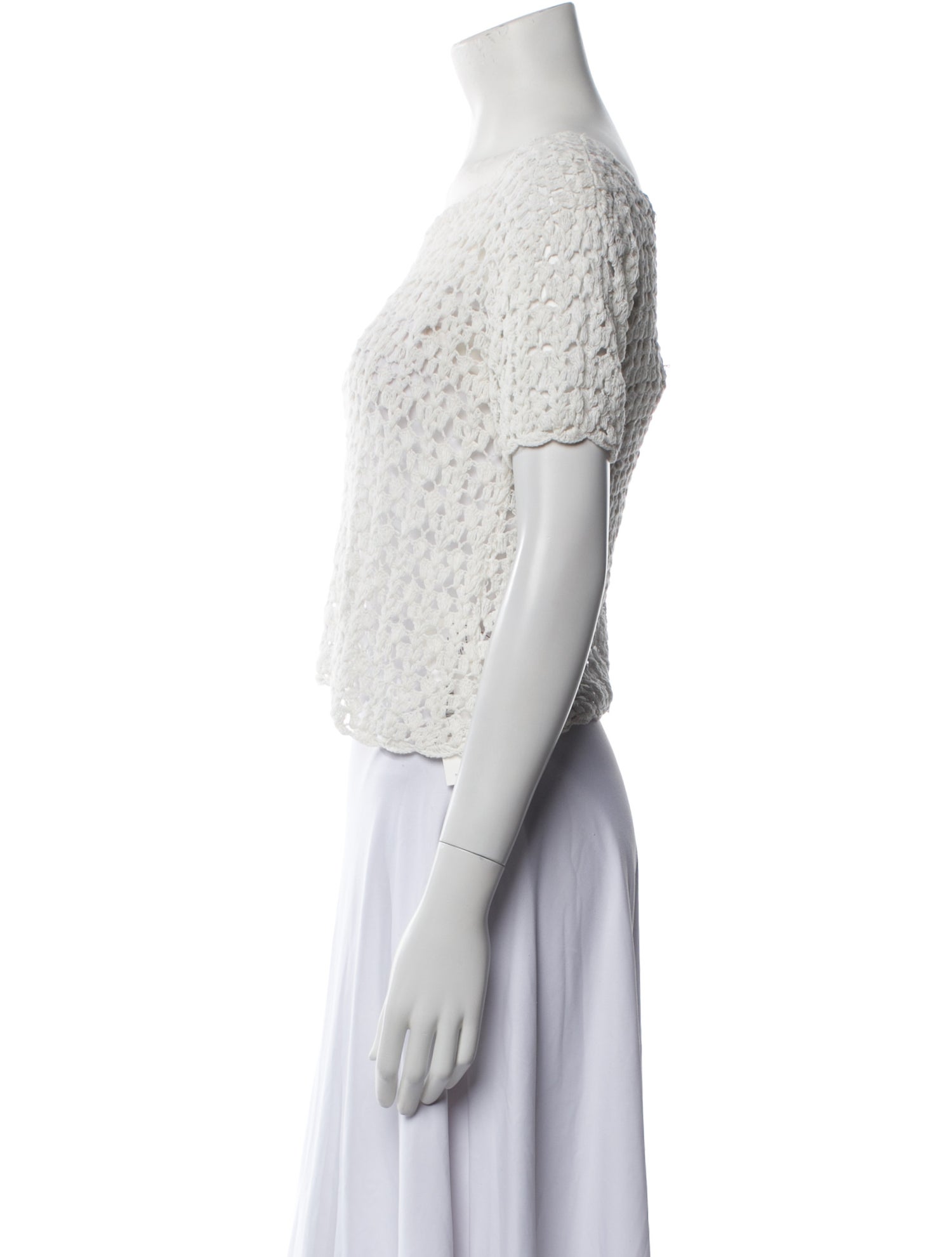 Nili Lotan Bateau Neckline Short Sleeve Crop Top