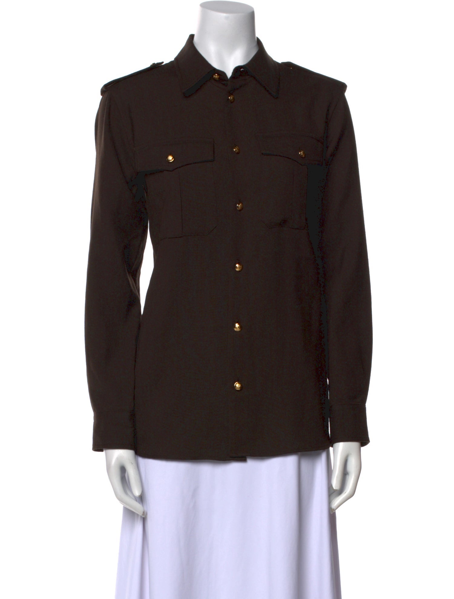 Nili Lotan Virgin Wool Long Sleeve Button-Up Top