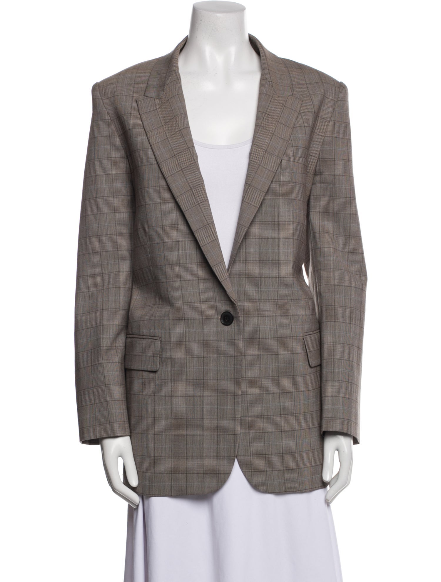 Nili Lotan Wool Plaid Print Blazer