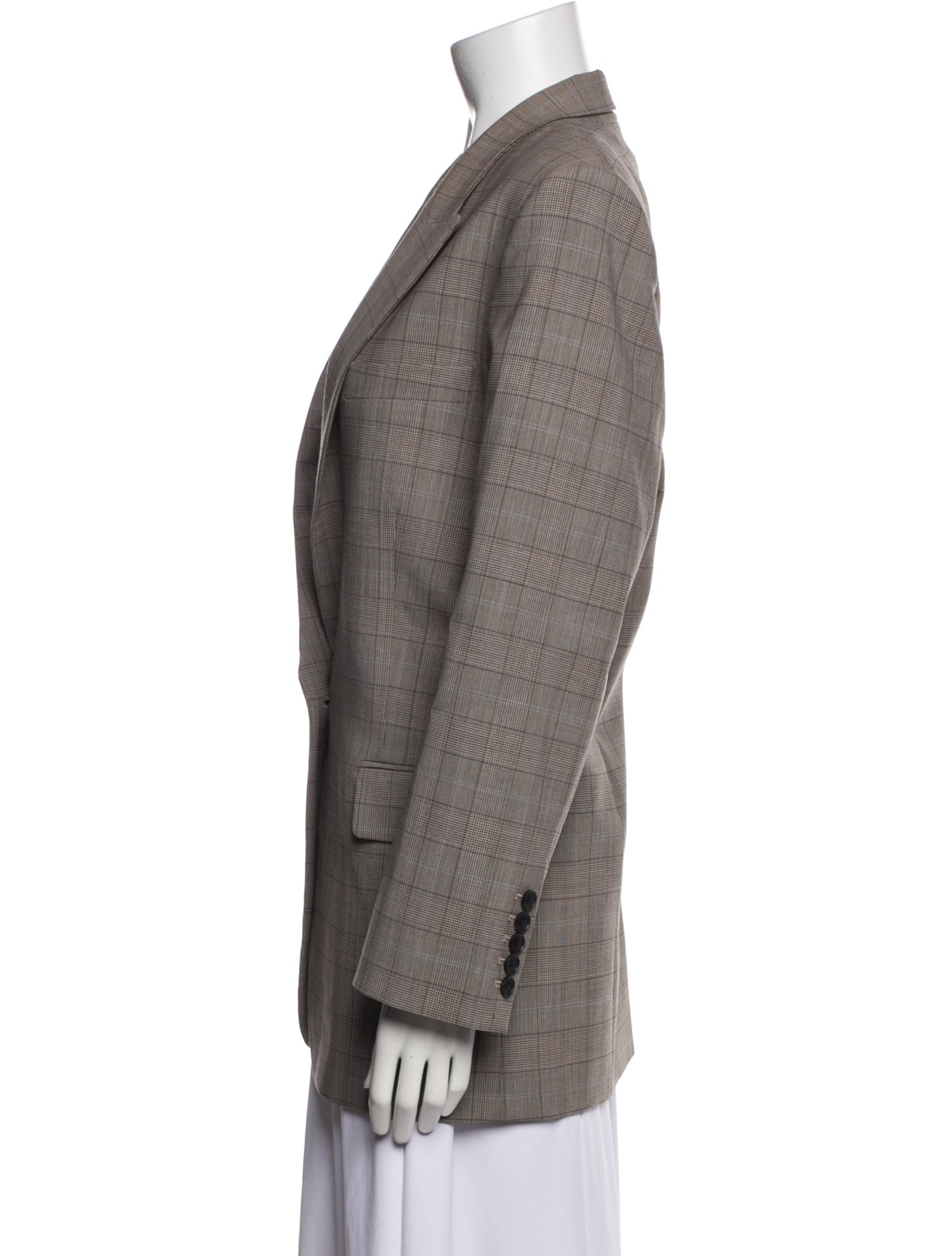 Nili Lotan Wool Plaid Print Blazer