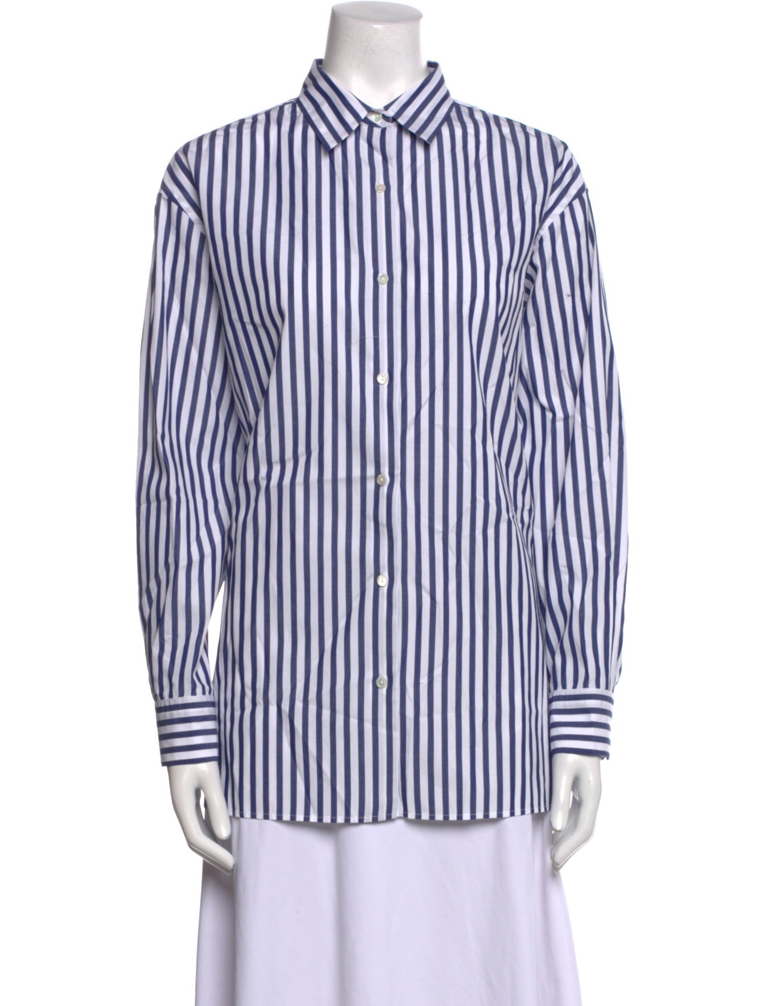 Nili Lotan Striped Long Sleeve Button-Up Top