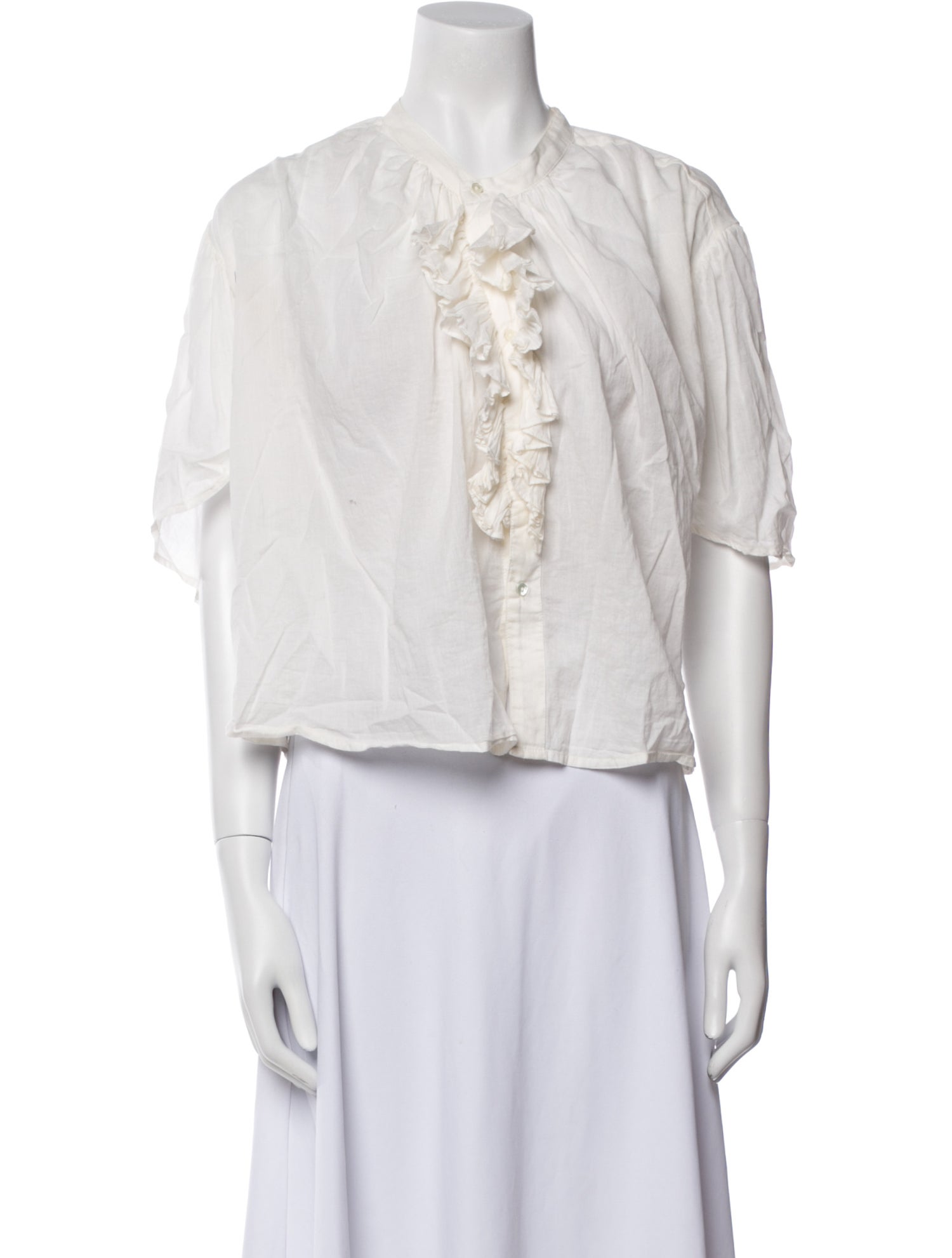 Nili Lotan V-Neck Three-Quarter Sleeve Crop Top