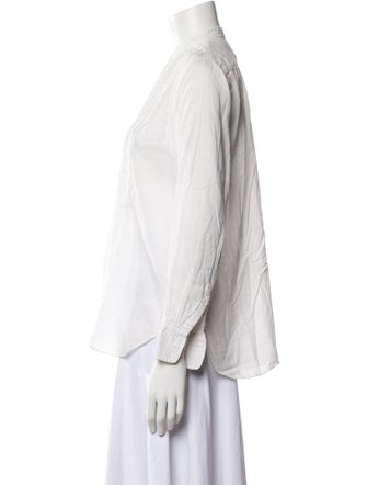 Nili Lotan Mock Neck Three-Quarter Sleeve Button-Up Top