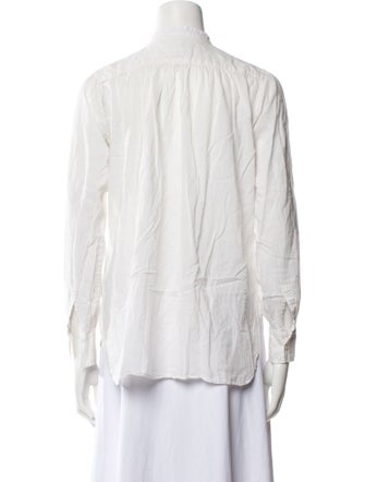 Nili Lotan Mock Neck Three-Quarter Sleeve Button-Up Top