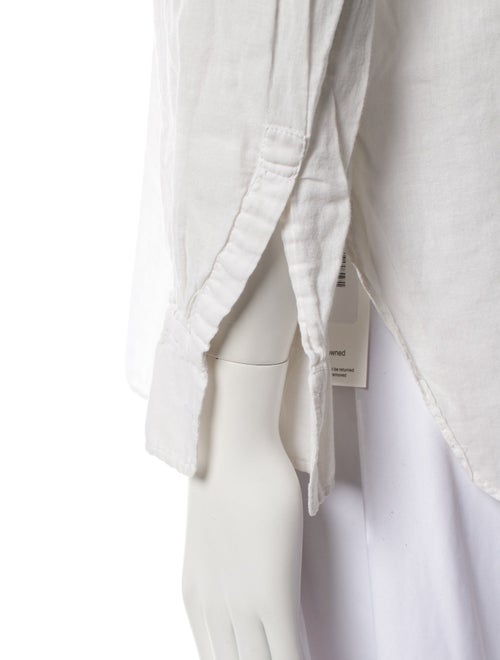 Nili Lotan Mock Neck Three-Quarter Sleeve Button-Up Top