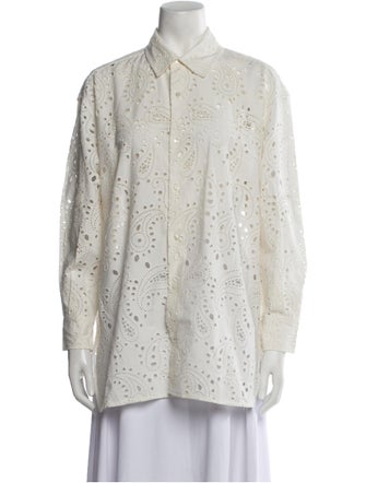 Nili Lotan Printed Long Sleeve Button-Up Top