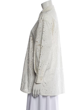 Nili Lotan Printed Long Sleeve Button-Up Top