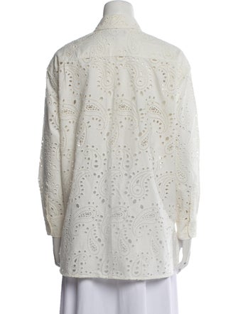 Nili Lotan Printed Long Sleeve Button-Up Top