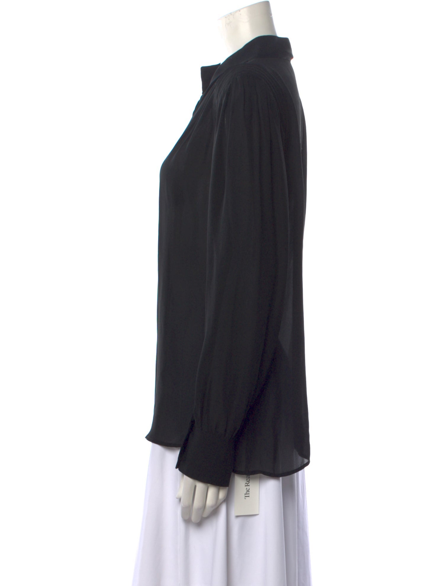 Nili Lotan Silk Mock Neck Button-Up Top