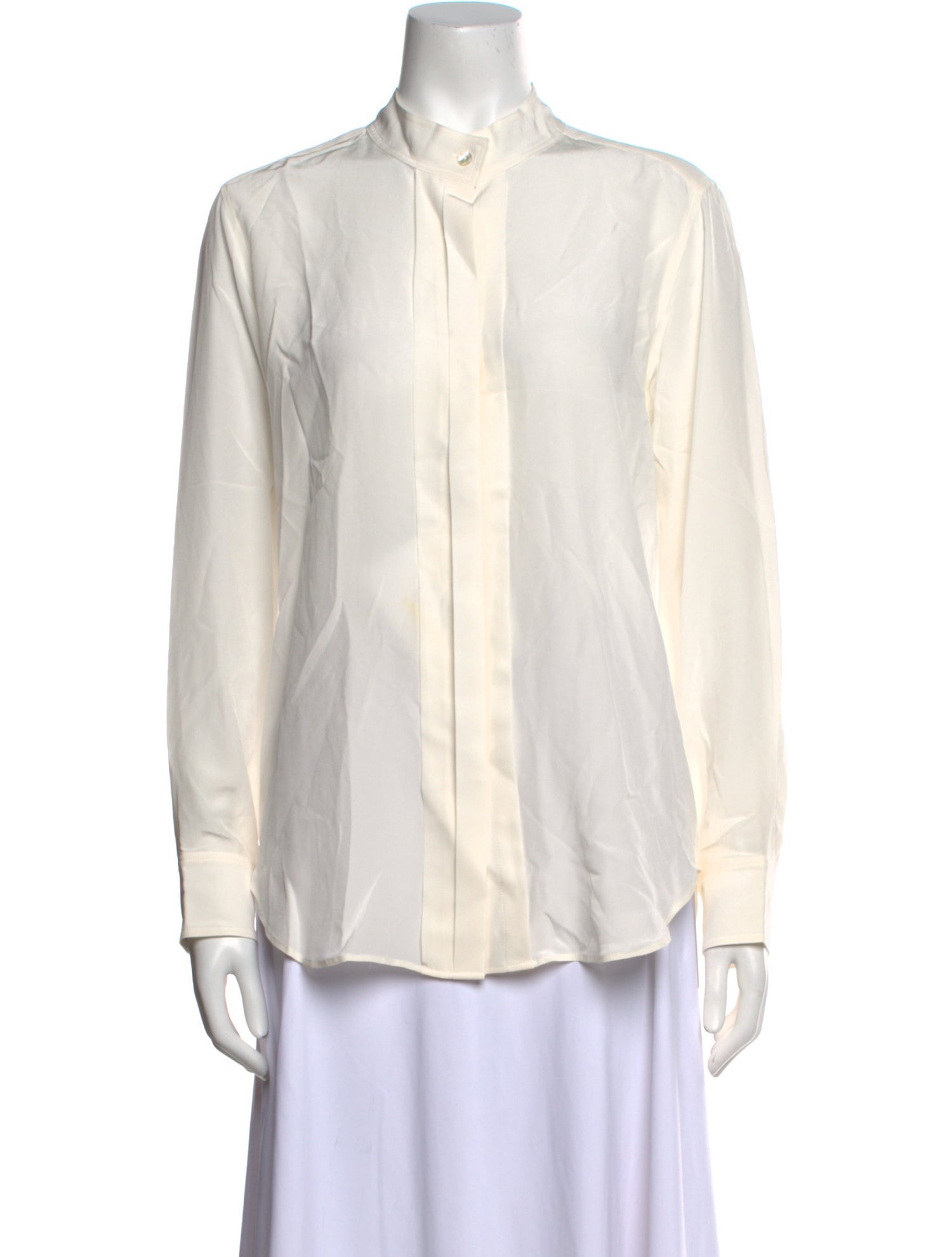 Nili Lotan Silk Mock Neck Button-Up Top w/ Tags