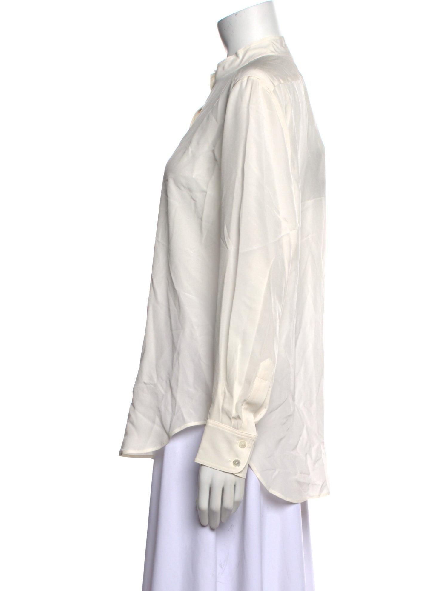 Nili Lotan Silk Mock Neck Button-Up Top w/ Tags