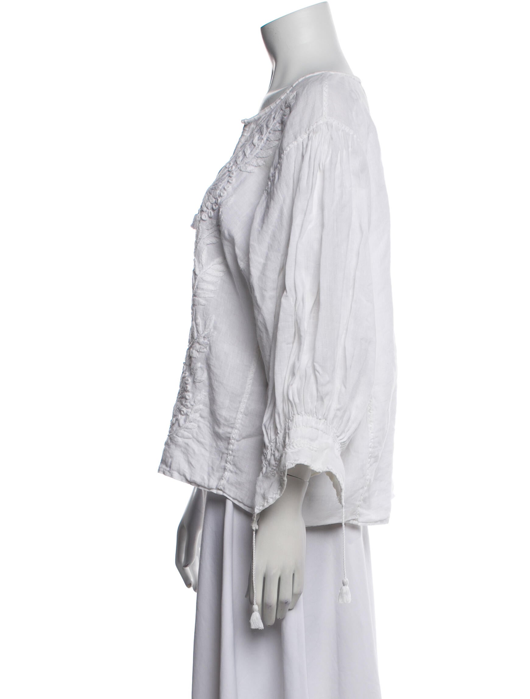 Nili Lotan Linen V-Neck Blouse