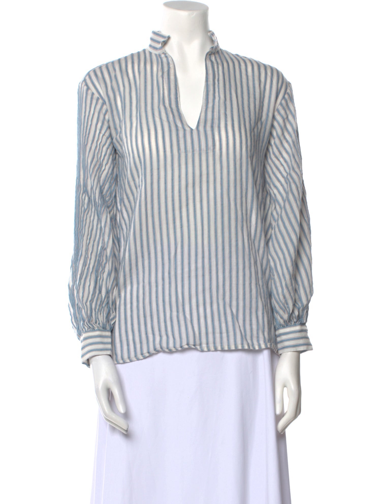 Nili Lotan Striped V-Neck Blouse