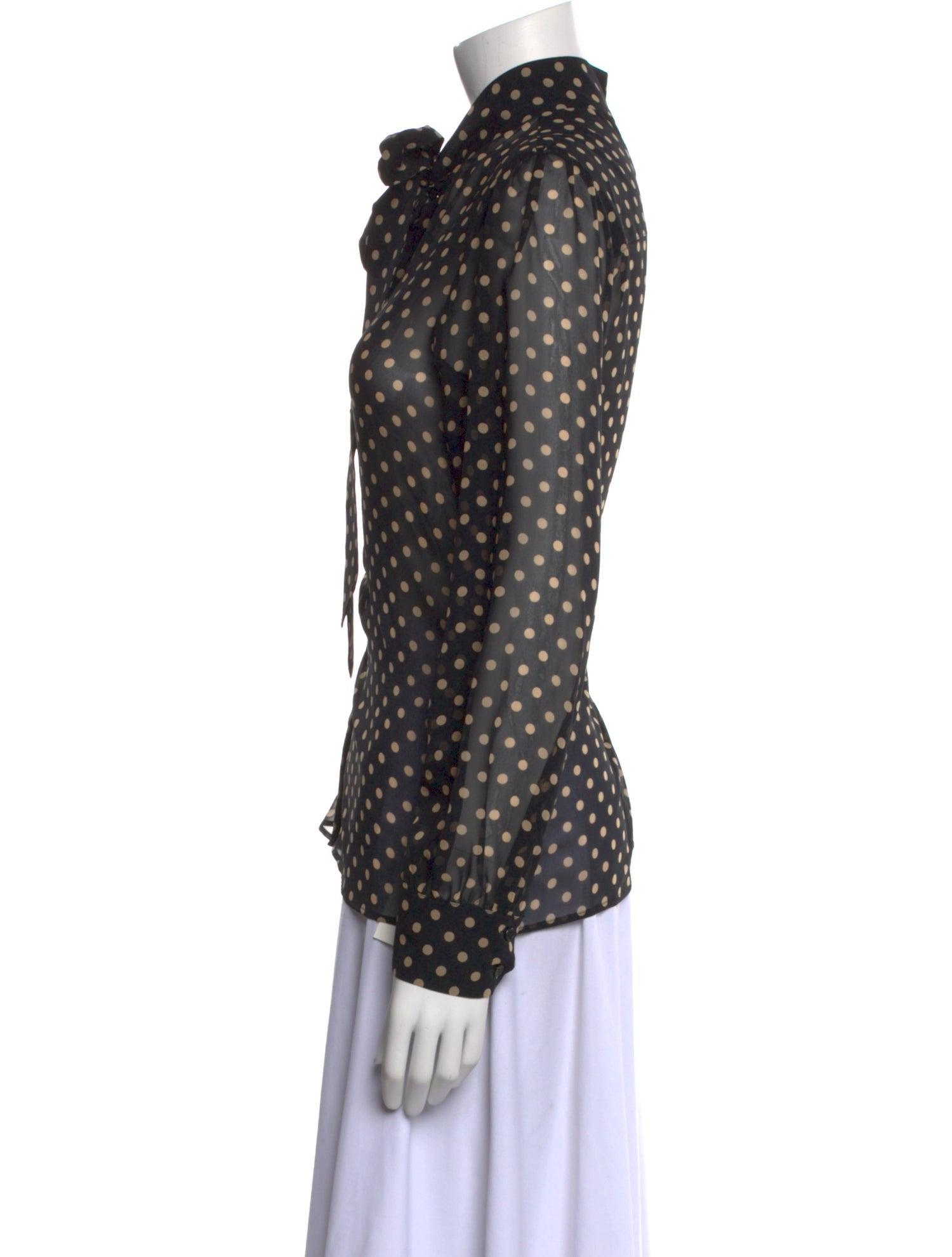 Nili Lotan Silk Polka Dot Print Button-Up Top