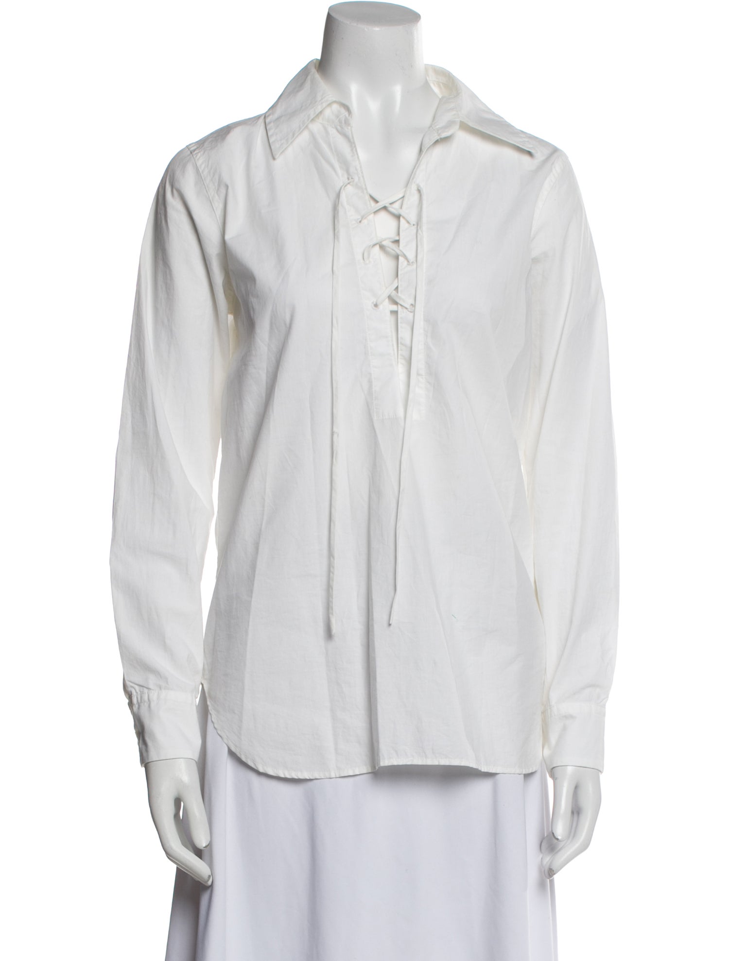 Nili Lotan V-Neck Long Sleeve Button-Up Top