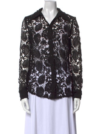 Nili Lotan Printed Long Sleeve Button-Up Top