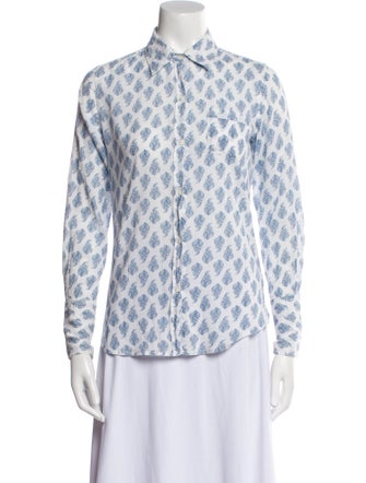Nili Lotan Printed Long Sleeve Button-Up Top