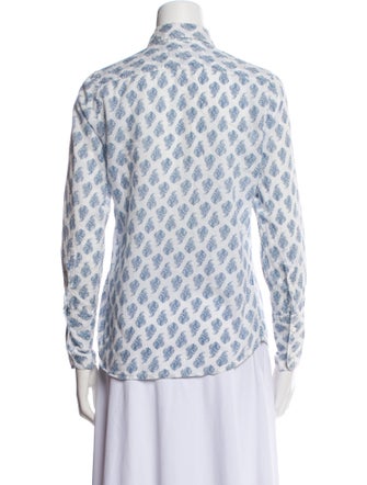 Nili Lotan Printed Long Sleeve Button-Up Top