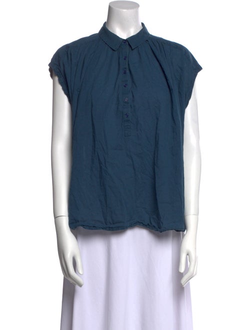 Nili Lotan Mock Neck Short Sleeve Button-Up Top